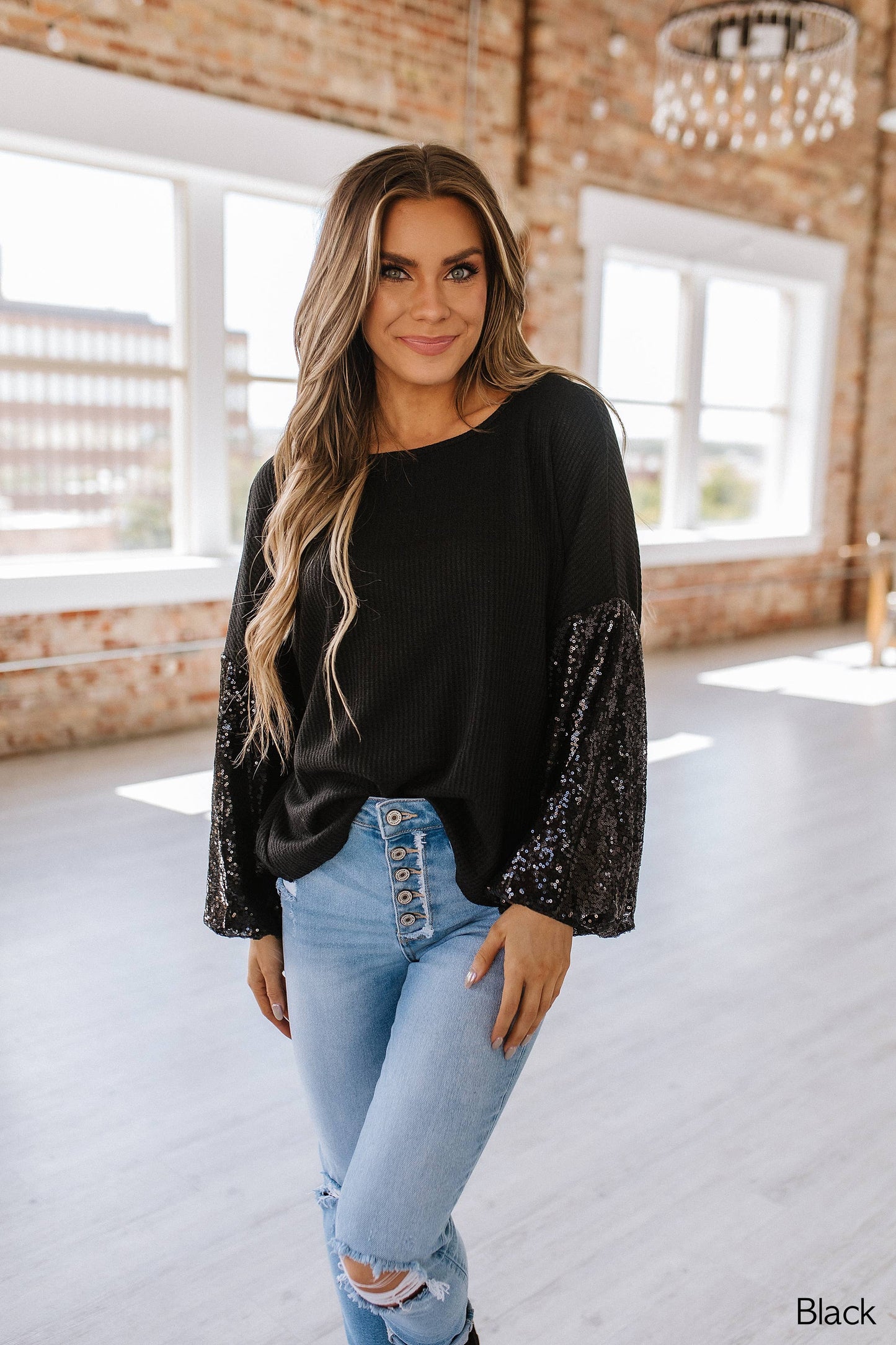 Katalina Backless Sequin Top Black