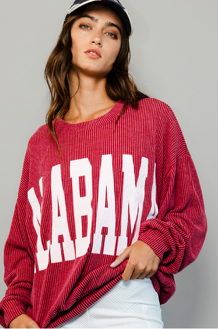 Alabama Crimson Ribbed Lightweight Sweater
